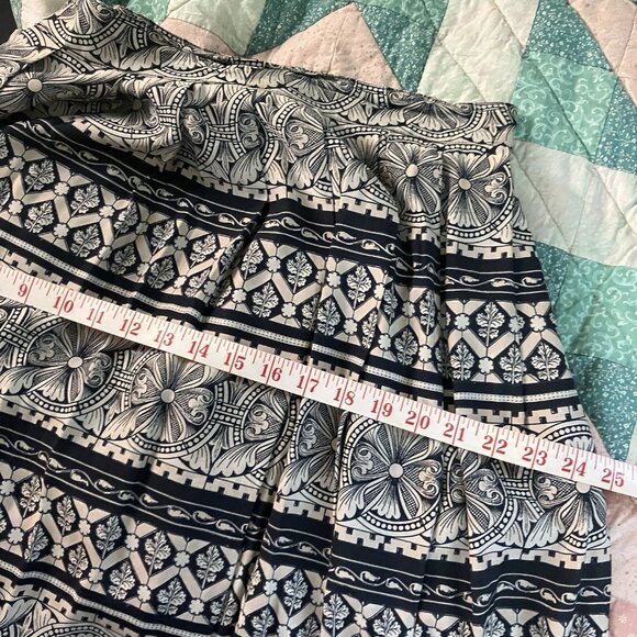 Vintage 90s Midi Maxi Pleated Skirt Womens 10 Hippie Boho Stripe Geometric Flora - Picture 8 of 9